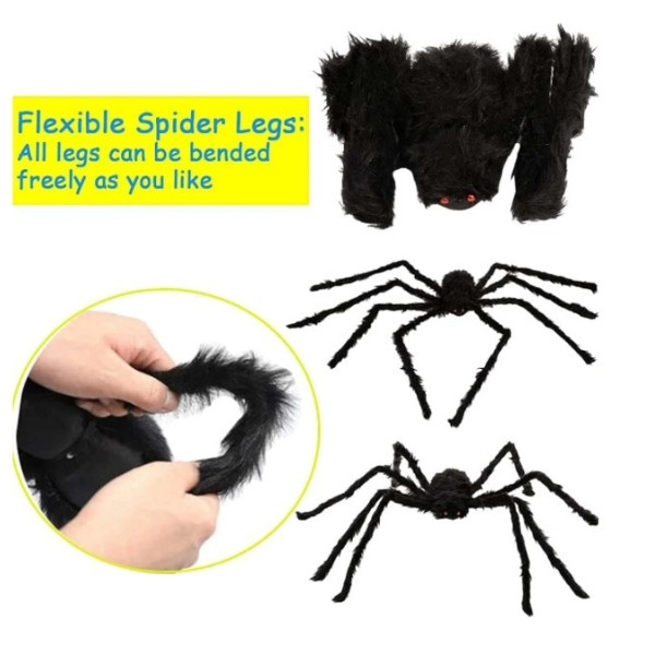 Halloween Scary Hairy Spider Decorations, Halloween Realistic Spider Props, Black Scary Spiders Set for Outdoor Indoor House